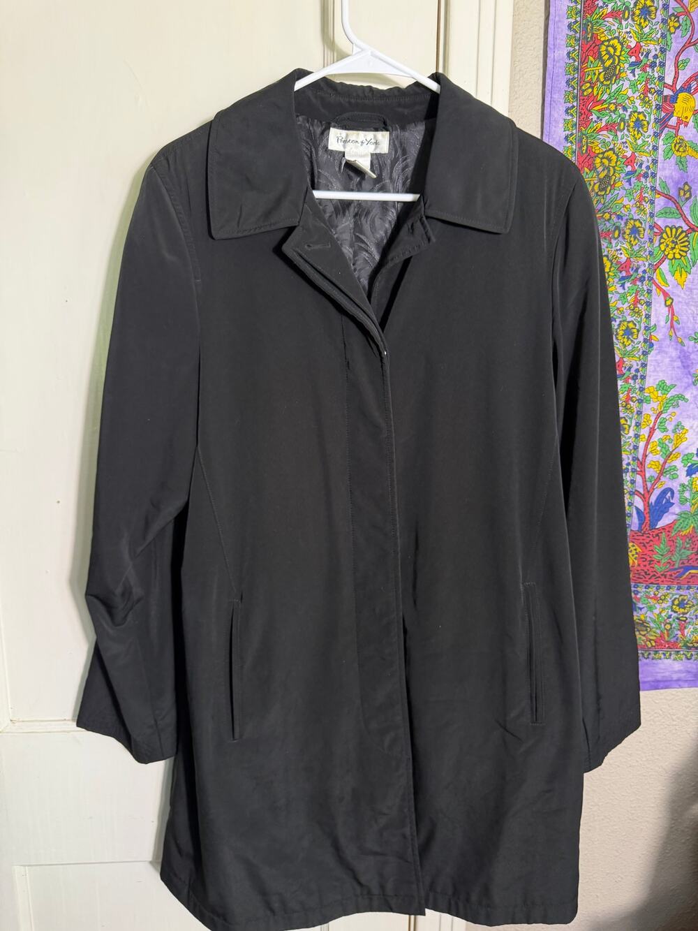 Preston & York Black Lightweight Jacket Women's Medium Hidden Button Coat Lined